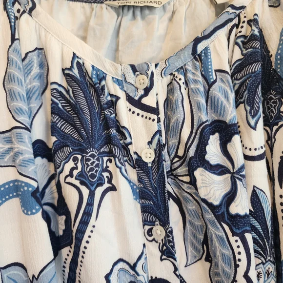 TORI RICHARD DRESS BUTTON DOWN BRAIDED BELT SHORT SLEEVES FLORAL NWOT SIZE SMALL - Picture 9 of 15